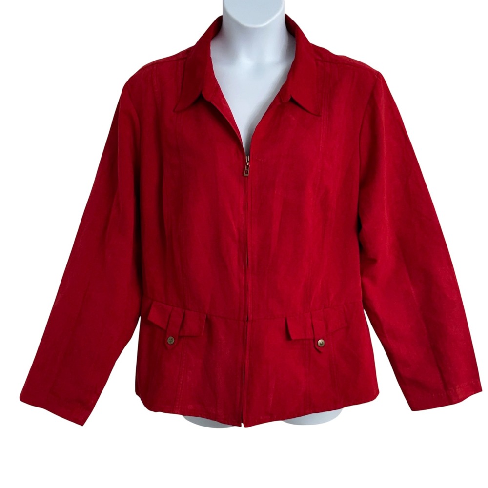 Woman's Faux Suede-Style Long Sleeve Front Full Zipper Jacket